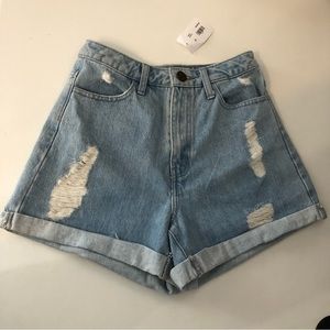 NWT Show Me Your Mumu High Waist Distressed Denim Shorts